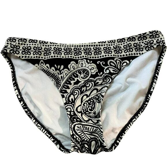 Athleta Paisley Bikini Bottom Black White Purple Small - Picture 2 of 6